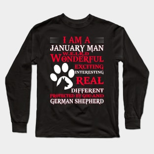 Man are born in january and german shepherd dog Long Sleeve T-Shirt